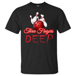 Three Fingers Deep Bowling T-Shirt- Black