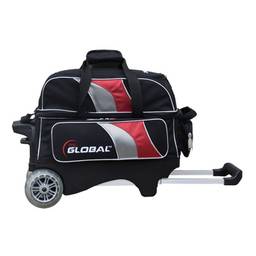 900 Global Deluxe 2 Ball Roller Bowling Bag- Black/Red/Silver