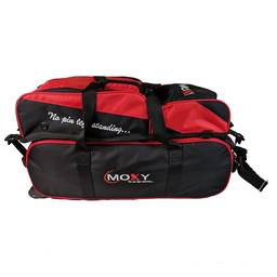 Moxy Premium Slim Triple Bowling Bag w/ Shoe Pouch- Red/Black