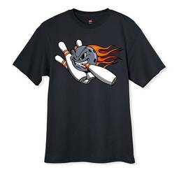 Flame Ball and Pins Bowling T-Shirt