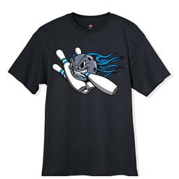 Blue Flame Ball and Pins Bowling T-Shirt