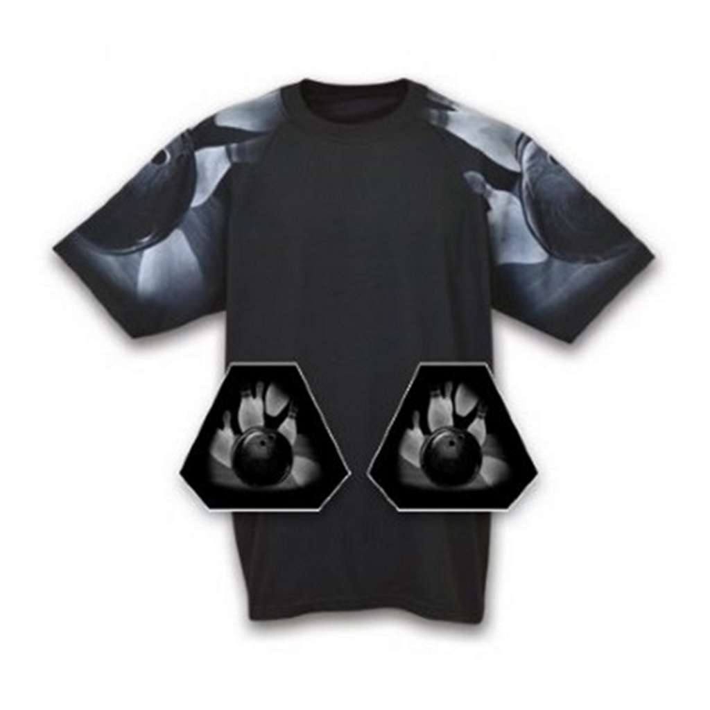 Bowling Themed Sleeve T-Shirt- Black